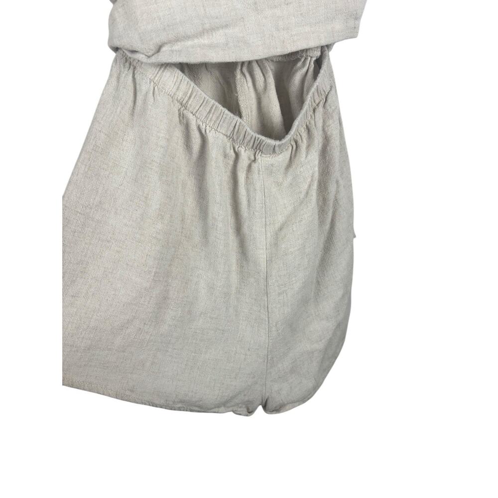 Princess Polly Linen Crop Romper Tan‎ Short Sleeve Pull On Boho US 2 - Picture 3 of 6